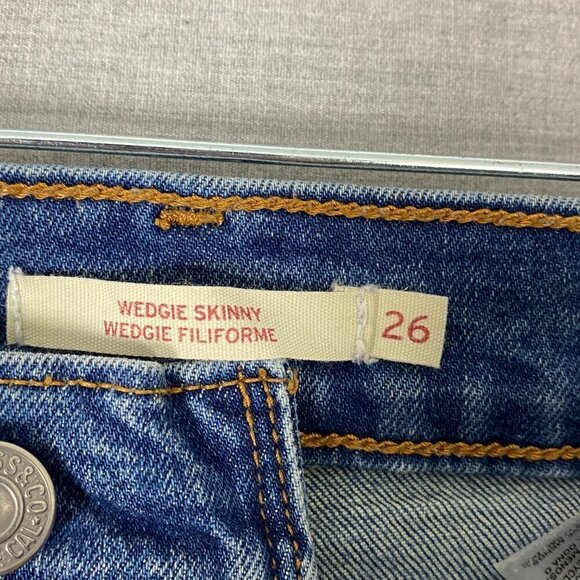 Levi's Wedgie Skinny Jeans High Rise Distressed Crop Button Fly Sz 26 - Picture 6 of 11